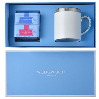 WEDGWOOD威基伍德 Vera Wang 王薇薇白金蕾丝马克杯+随身包茶罐礼盒
