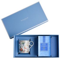 WEDGWOOD威基伍德漫游美境洛可可花卉马克杯+原味茶罐礼盒