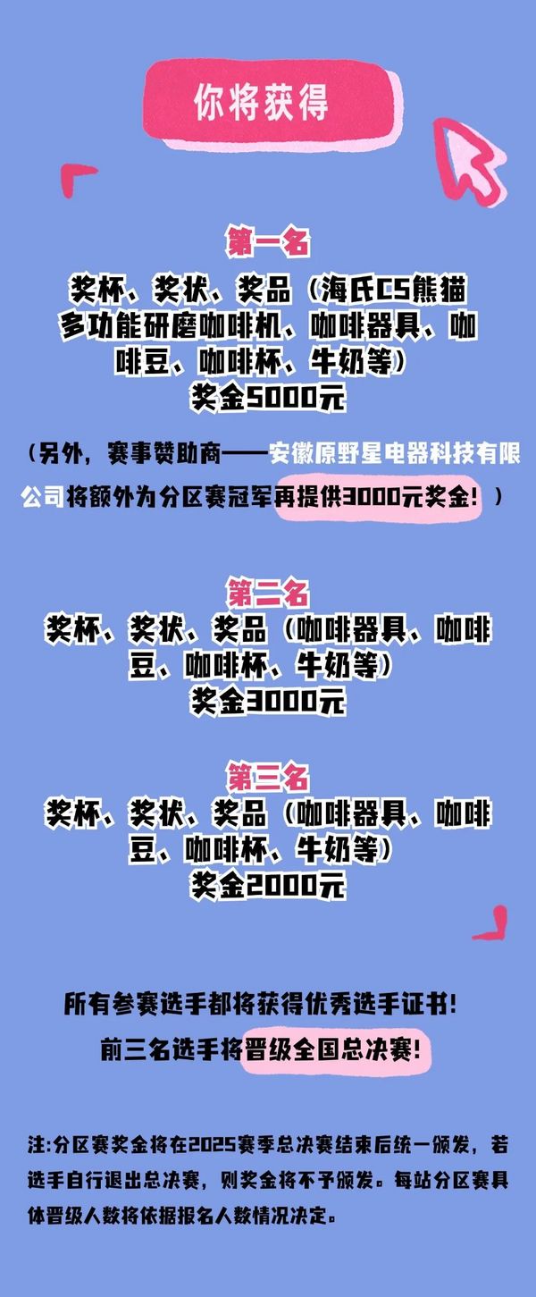 冠軍獎(jiǎng)金8000元！2025世界咖啡師大賽中國(guó)區(qū)選拔賽【上海站】報(bào)名開啟！