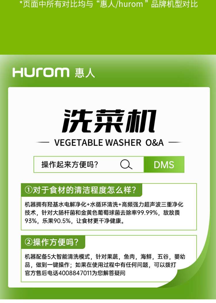 惠人Hurom果蔬清洗机 洗菜机 蔬菜消毒净化器 洗水果神器超声波 家用