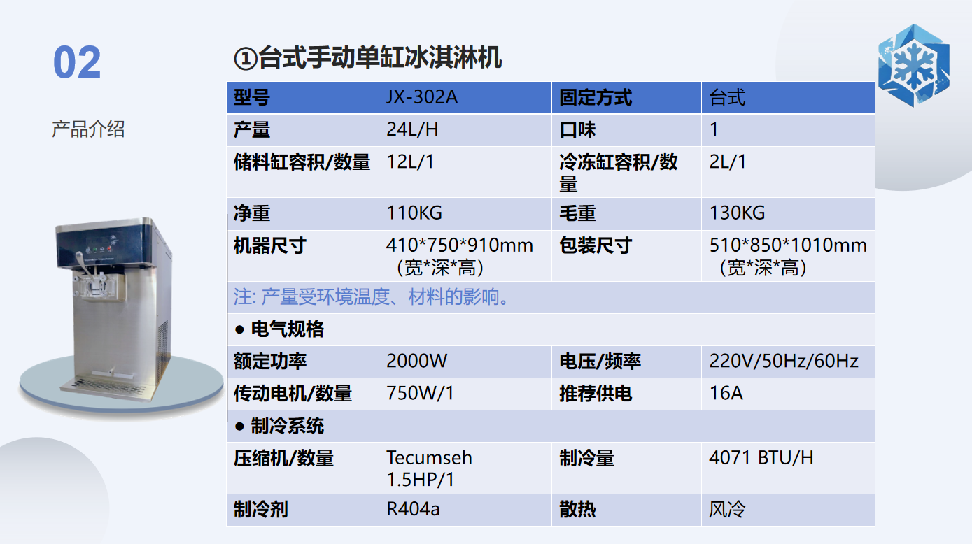 JX-302A台式手动单缸冰淇淋机