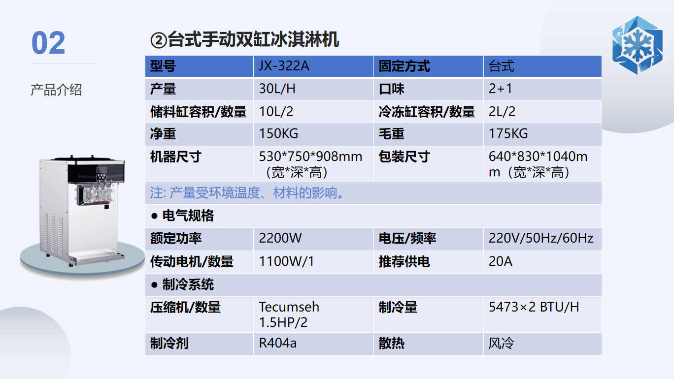 JX-322A台式手动双缸冰淇淋机