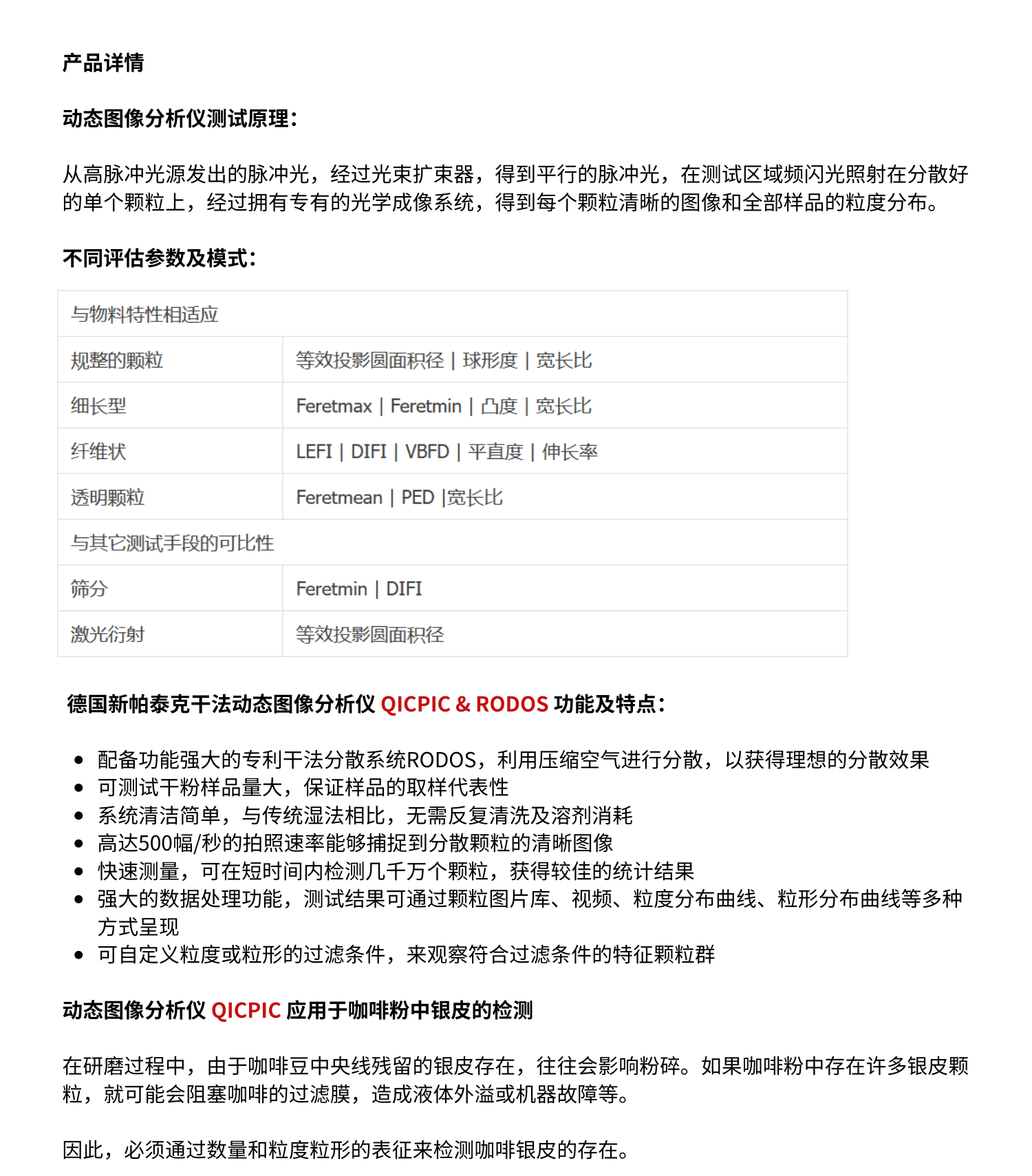 咖啡粒度粒形分析仪QICPIC&RODOS