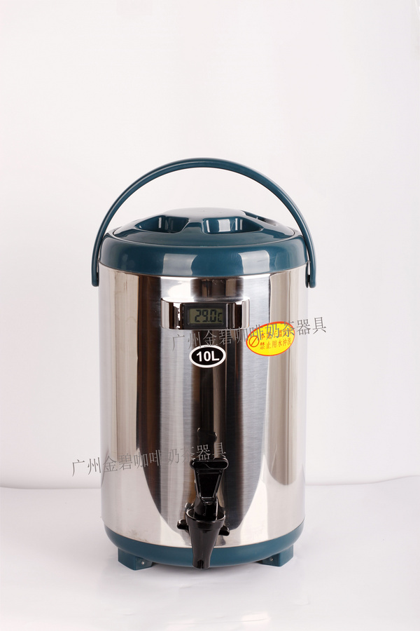 新款温度计保温茶桶 内部凹槽 不锈钢奶茶保温桶