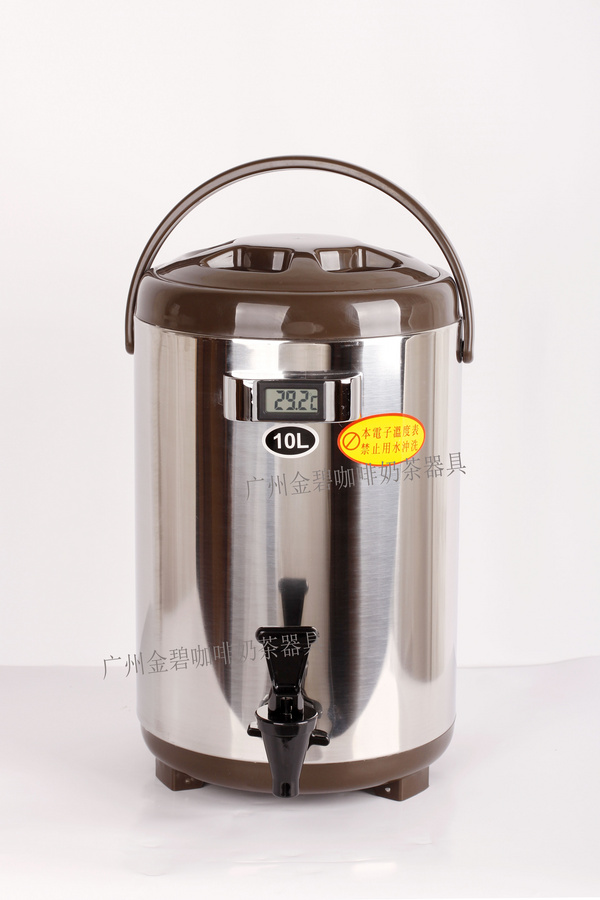 新款温度计保温茶桶 内部凹槽 不锈钢奶茶保温桶